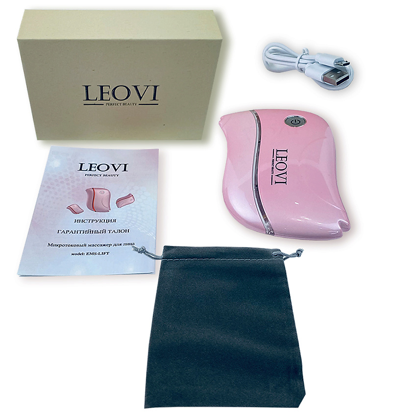 LEOVI Микротоковый массажер для лица и шеи EMS-LIFT, rf лифтинг, против морщин, Розовый – фото 3