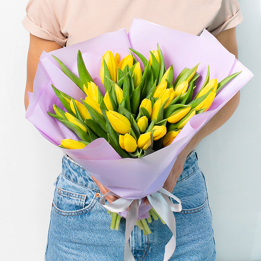 ЛЭТУАЛЬ FLOWERS Букет из желтых тюльпанов 35 шт. – фото 4