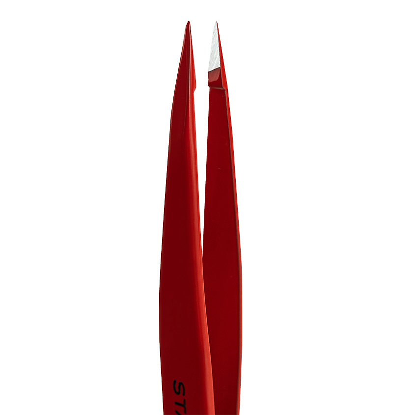 STALEKS Пинцет для бровей Staleks Pro Expert 11 Type 5r (точечный), красный – фото 2