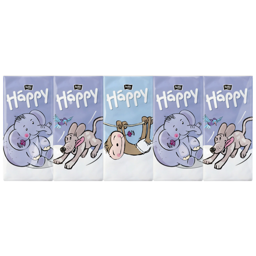BELLA BABY HAPPY Носовые платочки трехслойные "Звери" – фото 5
