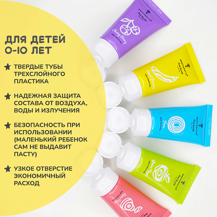 MONTCAROTTE Детская зубная паста-гель Ягодка Вишня – фото 10
