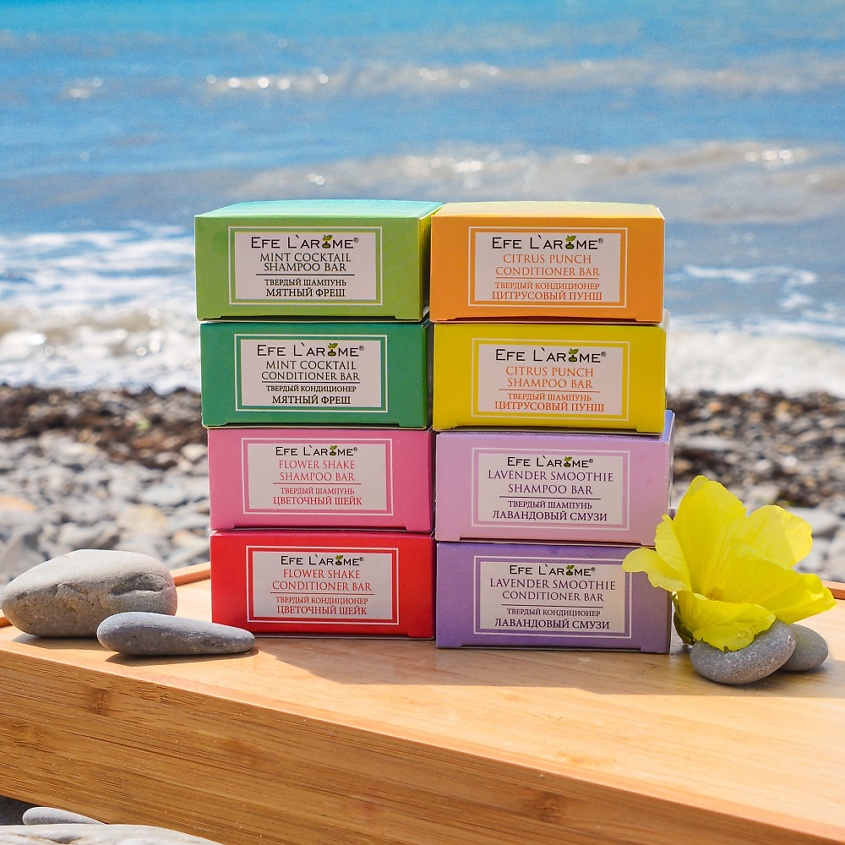 EFE L`AROME Твёрдый бальзам-кондиционер активное увлажнение, питание и защита волос Цветочный шейк – фото 5