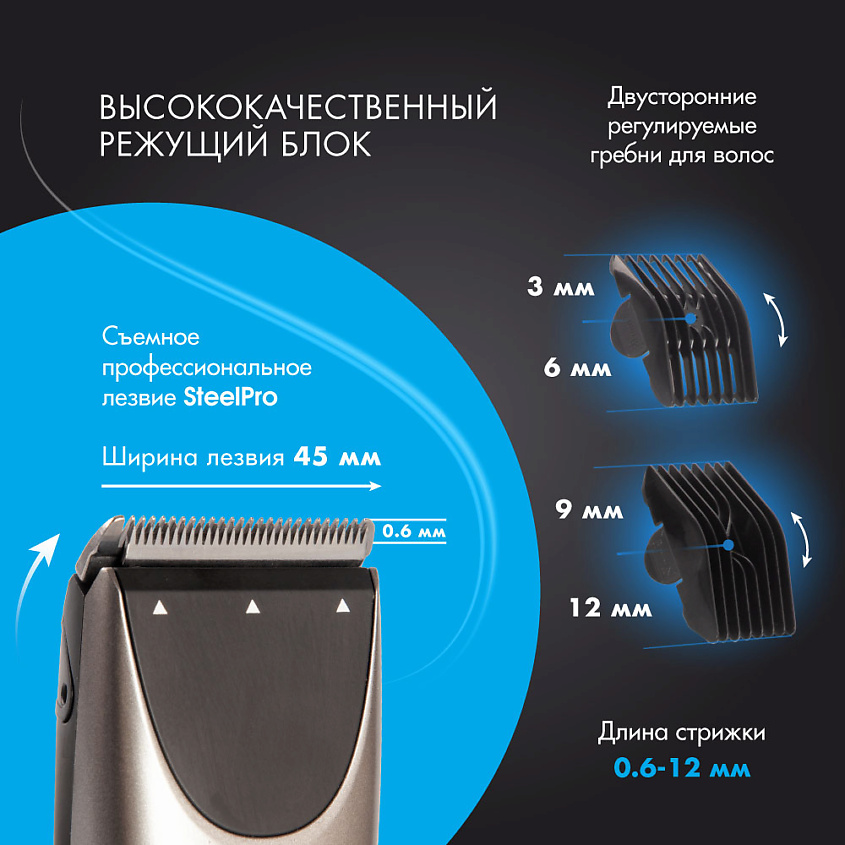 ENDEVER Машинка для стрижки волос Sven-985,80 мин непрерывной работы, литиевый аккумулятор – фото 5
