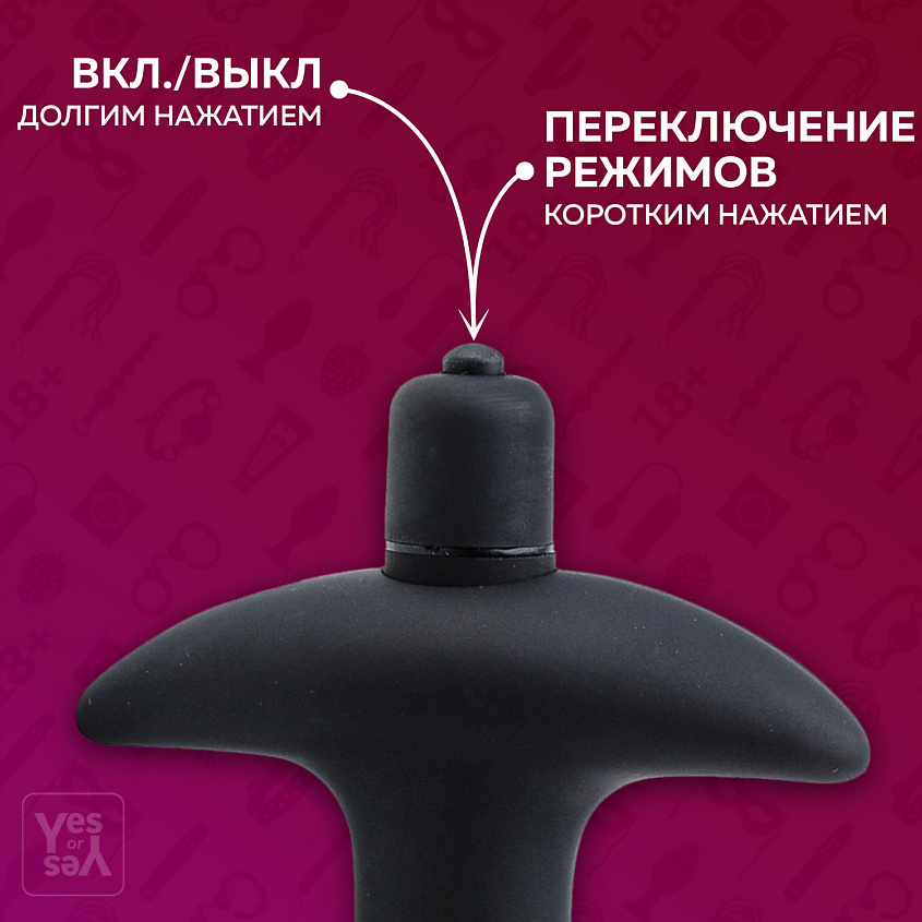 YESORYES Анальная пробка с вибрацией "Total Black" – фото 5