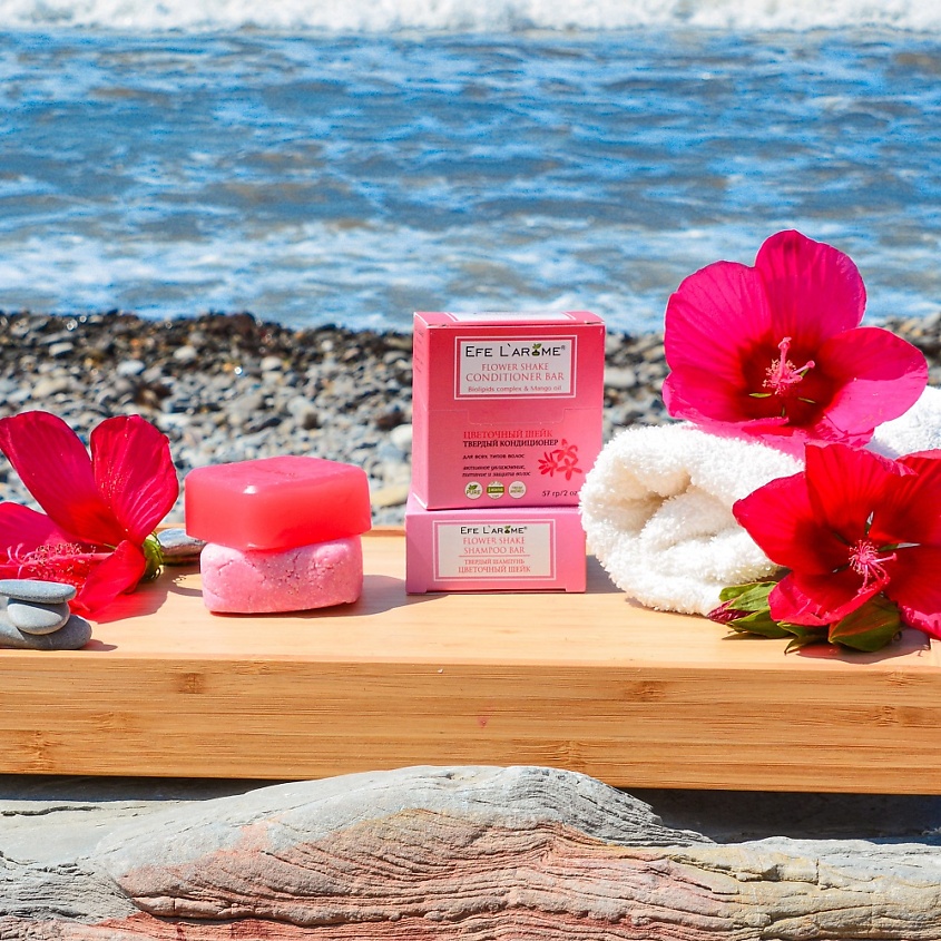 EFE L`AROME Твёрдый бальзам-кондиционер активное увлажнение, питание и защита волос Цветочный шейк – фото 4
