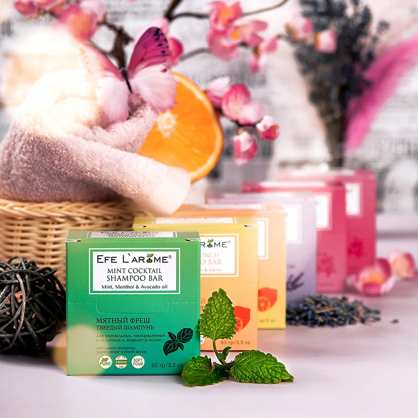 EFE L`AROME Твёрдый бальзам-кондиционер активное увлажнение, питание и защита волос Цветочный шейк – фото 6