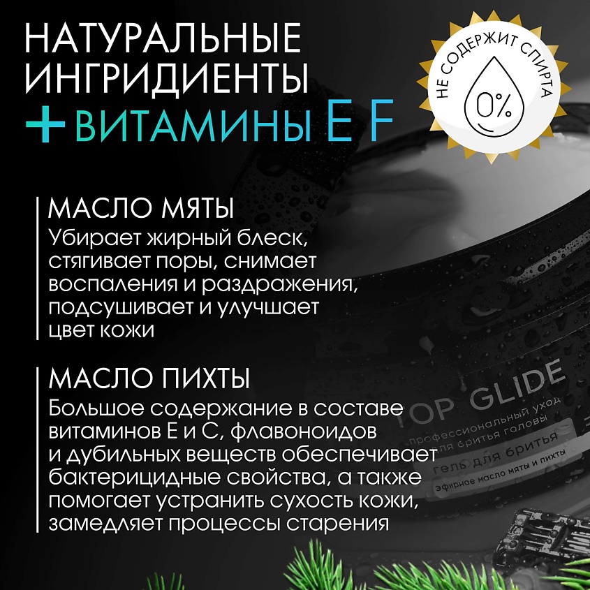 TOP GLIDE Гель для бритья Эфирное масло мяты и пихты – фото 4