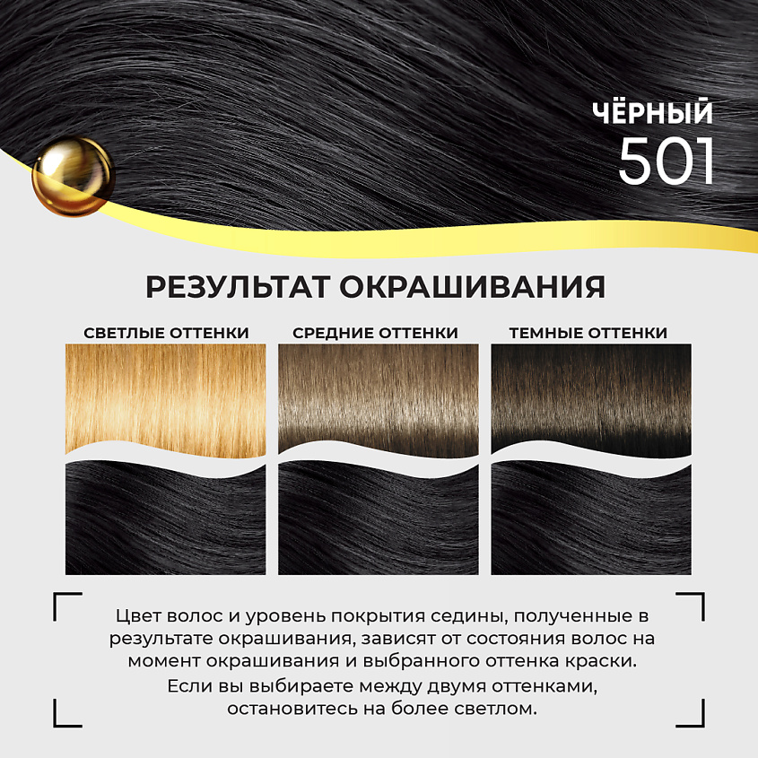 FARA Стойкая крем краска для волос Fara Classic Gold , 501 Черный 2.0, 50 цвет – фото 3