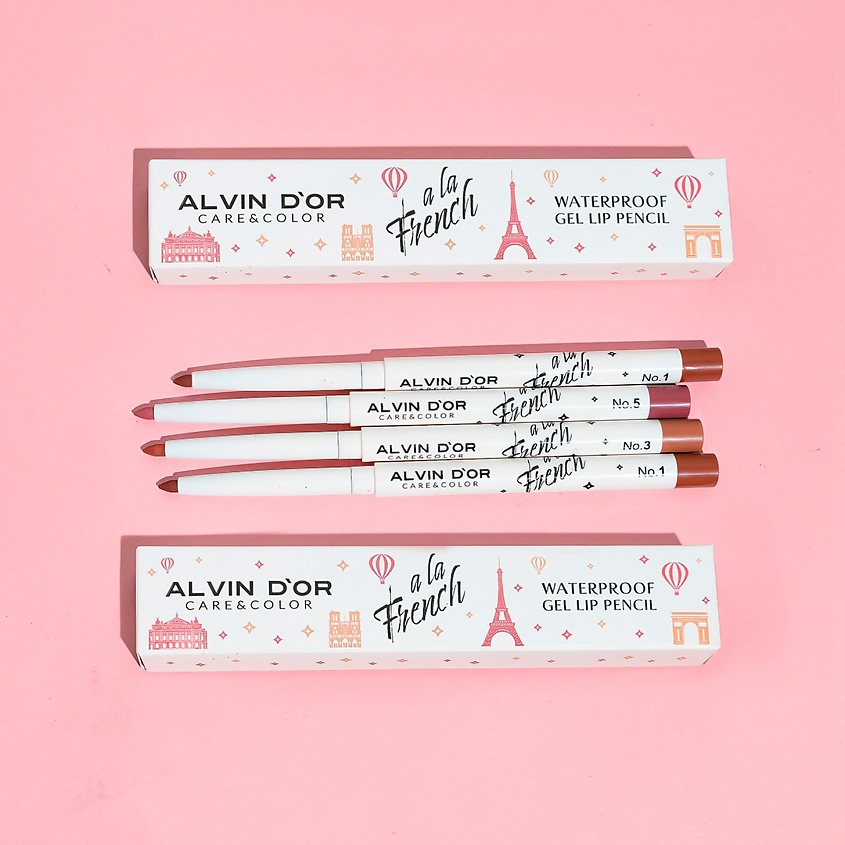 ALVIN D’OR Водостойкий гелевый карандаш для губ WATERPROOF GEL LIP PENCIL A LA FRENCH – фото 2