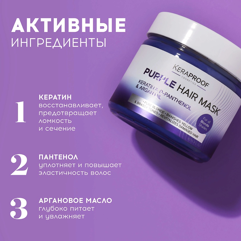 KERAPROOF Маска для волос тонирующая для нейтрализации желтизны – фото 8