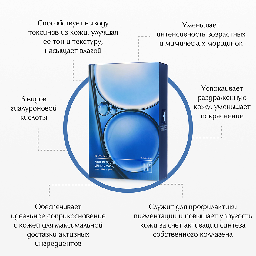 DRCEURACLE Набор подтягивающих тканевых масок c гиалуроновой кислотой – фото 4