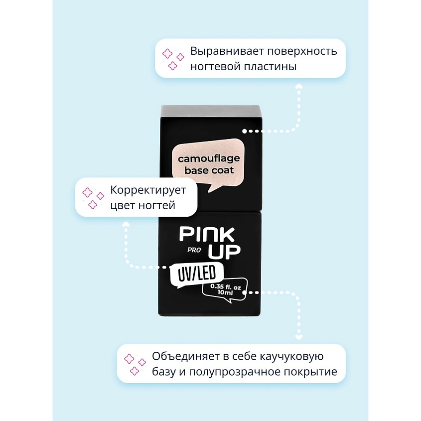 PINK UP Камуфлирующая база для ногтей UV/LED PRO, тон 09 10 мл – фото 3