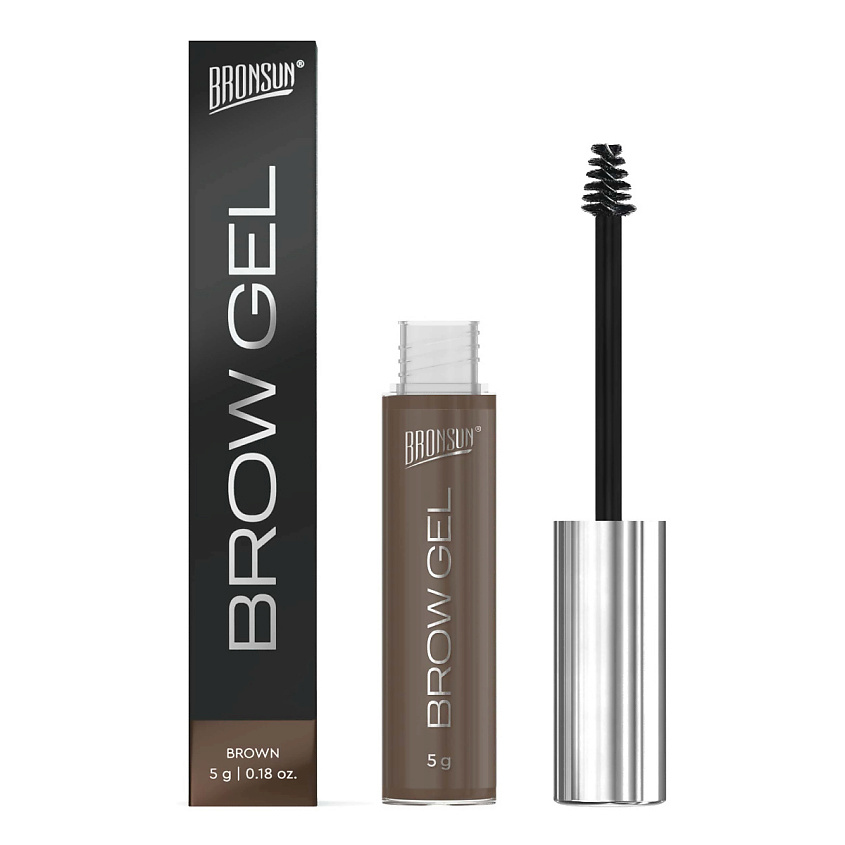 BRONSUN Гель для бровей оттеночный Tinted Brow Gel, Коричневый, 5 г – фото 4
