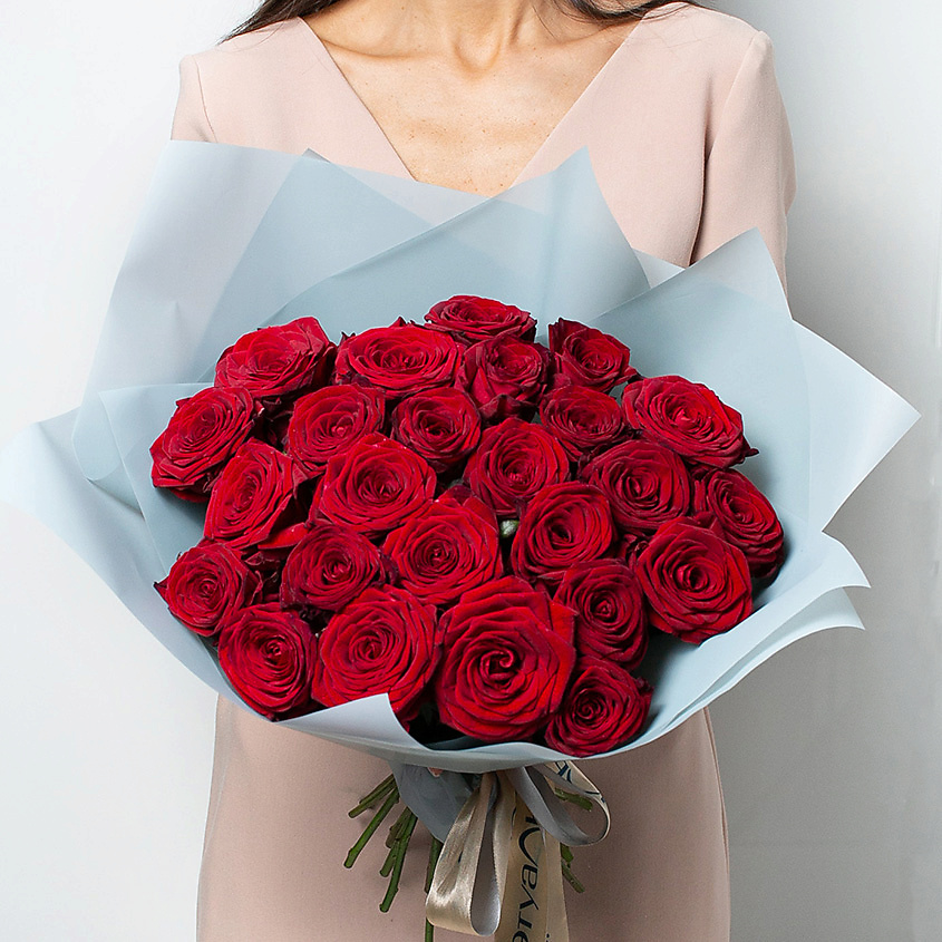 ЛЭТУАЛЬ FLOWERS Букет из бордовых роз 25 шт. (40 см) – фото 3