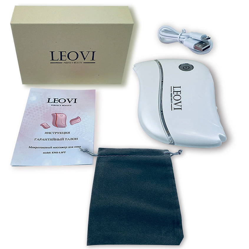 LEOVI Микротоковый массажер для лица и шеи EMS-LIFT, rf лифтинг, против морщин, Белый – фото 3