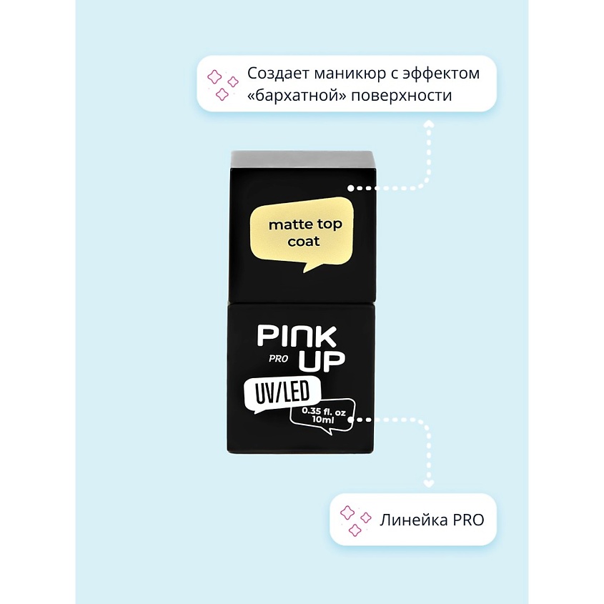 PINK UP Матовое верхнее покрытие для ногтей UV/LED PRO matte top coat – фото 3