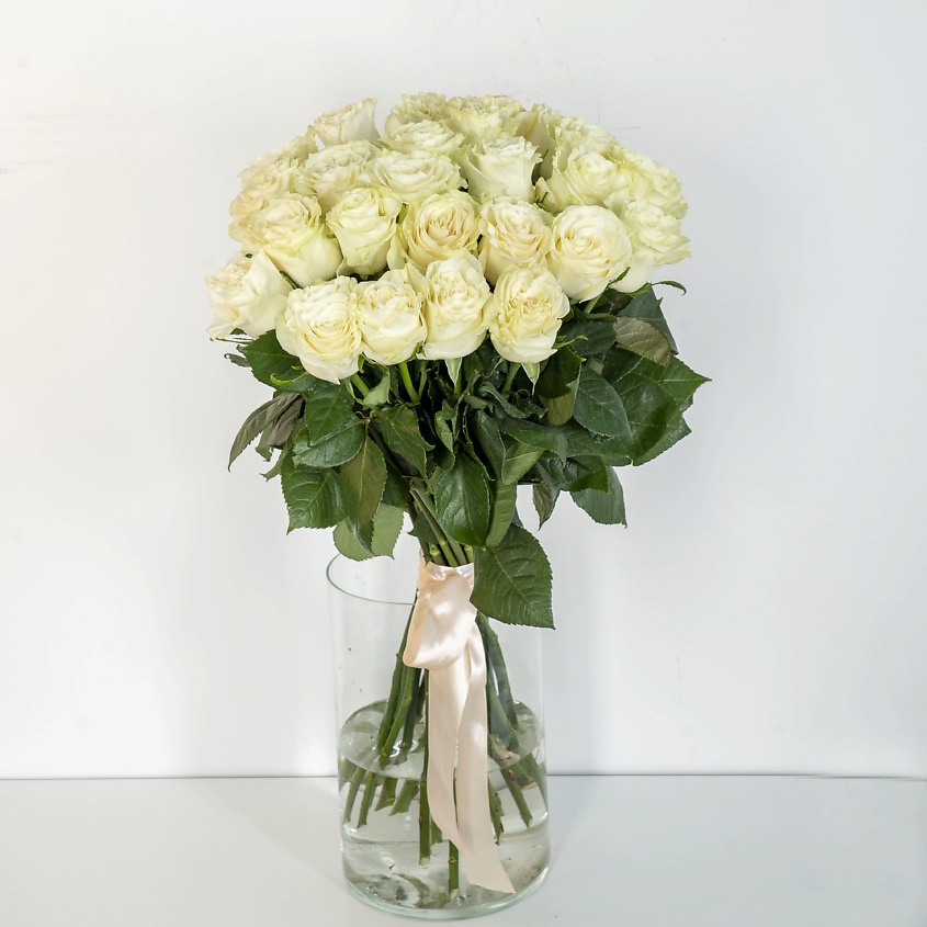 ЛЭТУАЛЬ FLOWERS Букет из высоких белых роз Эквадор 35 шт. (70 см) – фото 5