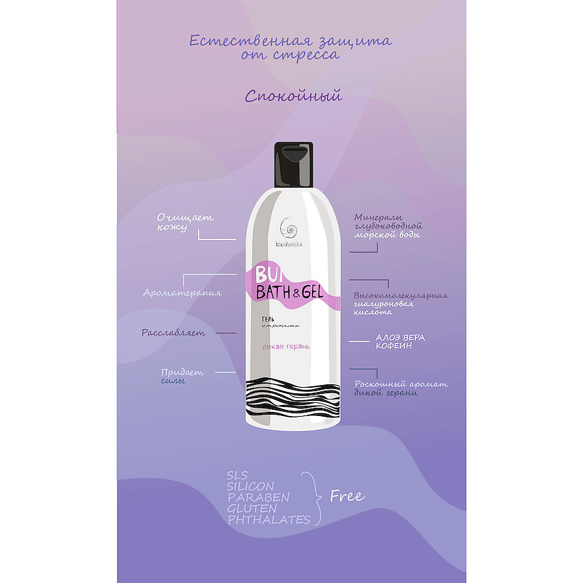 BIODANIKA Тонизирующий гель для душа ванны с маслом герани реюньон Bui Geranium Bath&Shower Gel – фото 5