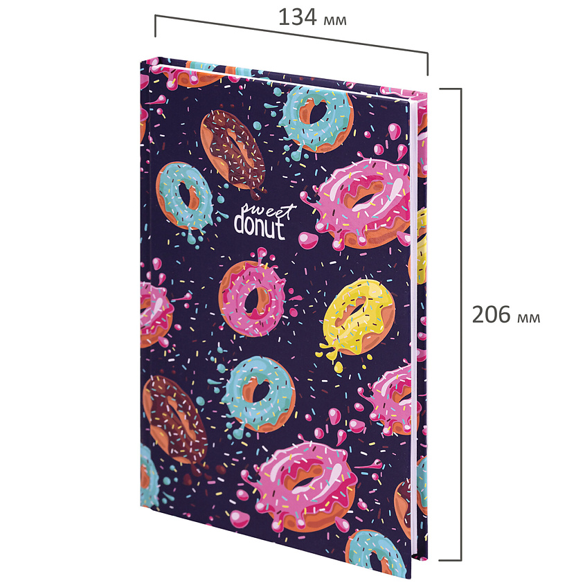 BRAUBERG Блокнот А5, твёрдый, клетка, выборочный лак KIDS, Donuts – фото 2