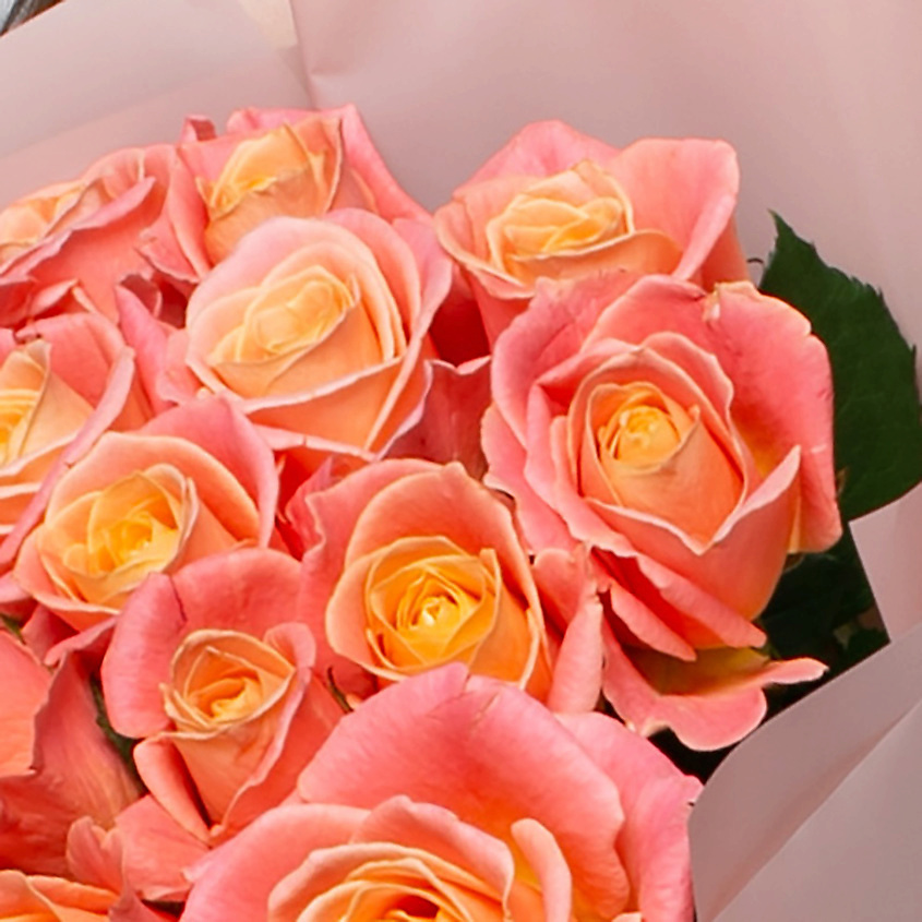 ЛЭТУАЛЬ FLOWERS Букет из персиковых роз 15 шт. (40 см) – фото 6