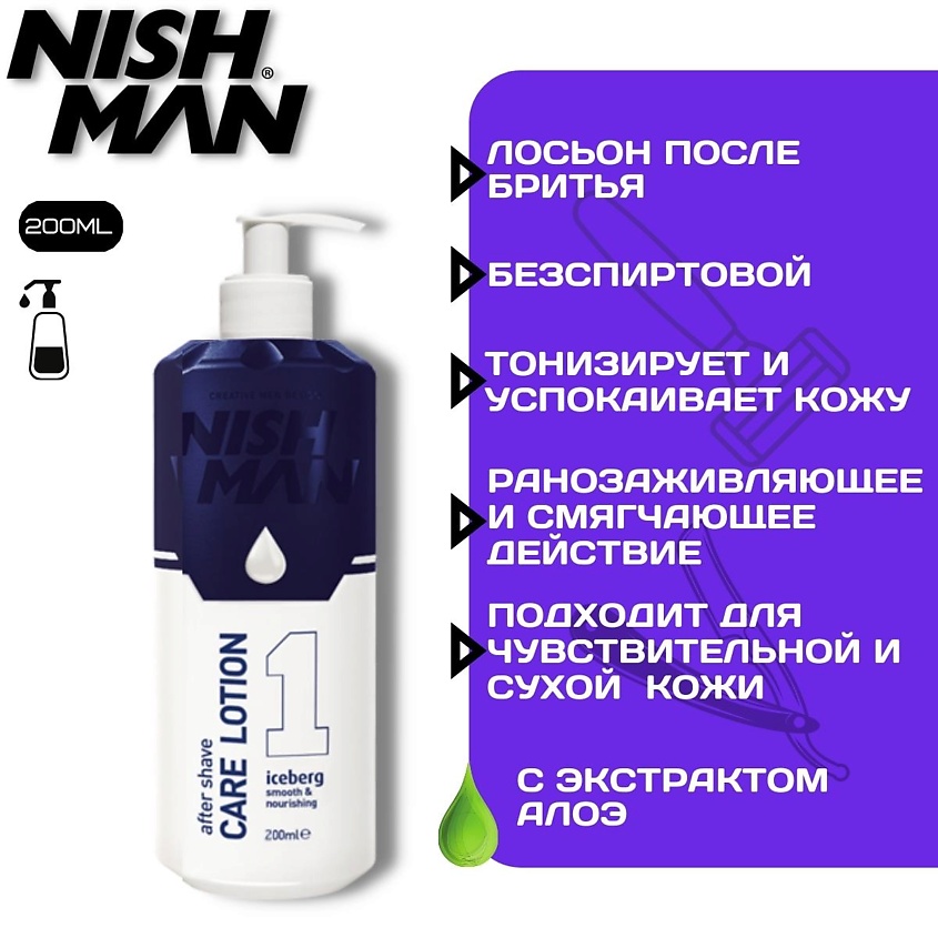 NISHMAN Лосьон после бритья NISHMAN after shave lotion №1 (ALCOHOL FREE) – фото 2