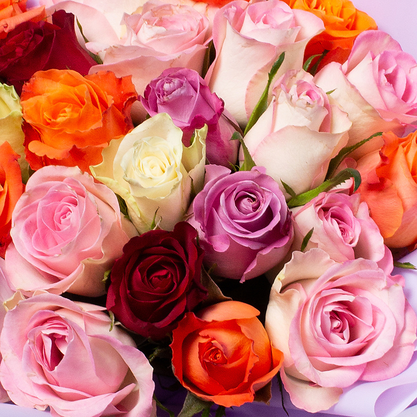 ЛЭТУАЛЬ FLOWERS Букет из разноцветных роз Кения 35 шт. ( 35 см) – фото 4