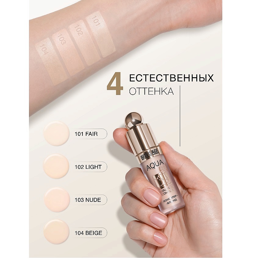 LUXVISAGE Консилер-флюид AQUA veil HYALURON COMPLEX, тон 103 – фото 12