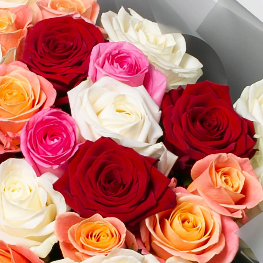 ЛЭТУАЛЬ FLOWERS Букет из разноцветных роз 41 шт.(40 см) – фото 3