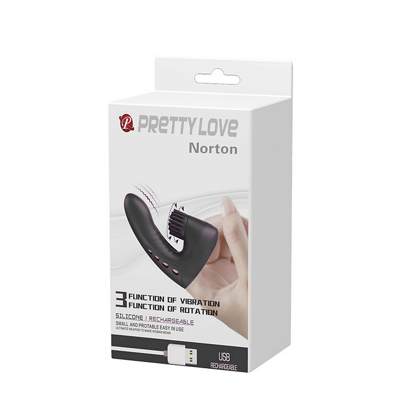 PRETTY LOVE Вибронасадка на палец PrettyLove Norton с крутящейся клиторальной щеточкой – фото 6