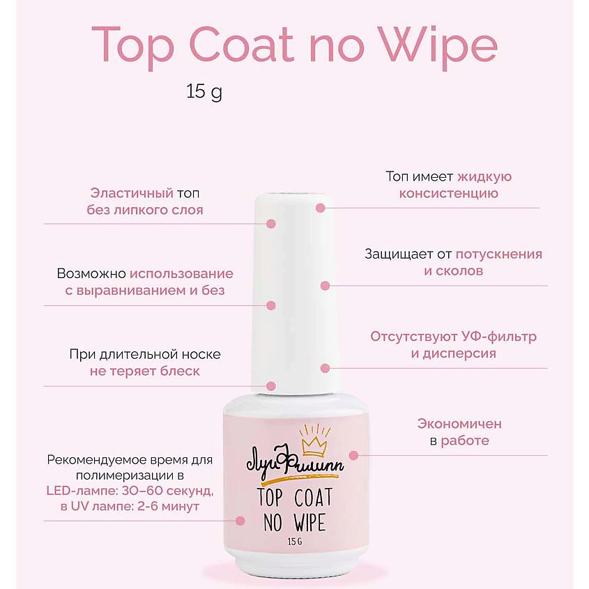 ЛУИ ФИЛИПП Топ для гель лака без липкого слоя Top Coat no wipe – фото 2