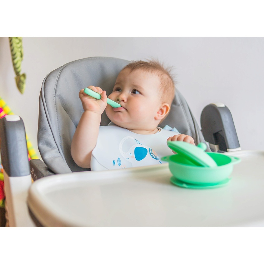 MUM&BABY Нагрудник силиконовый, с карманом «Слон» – фото 3