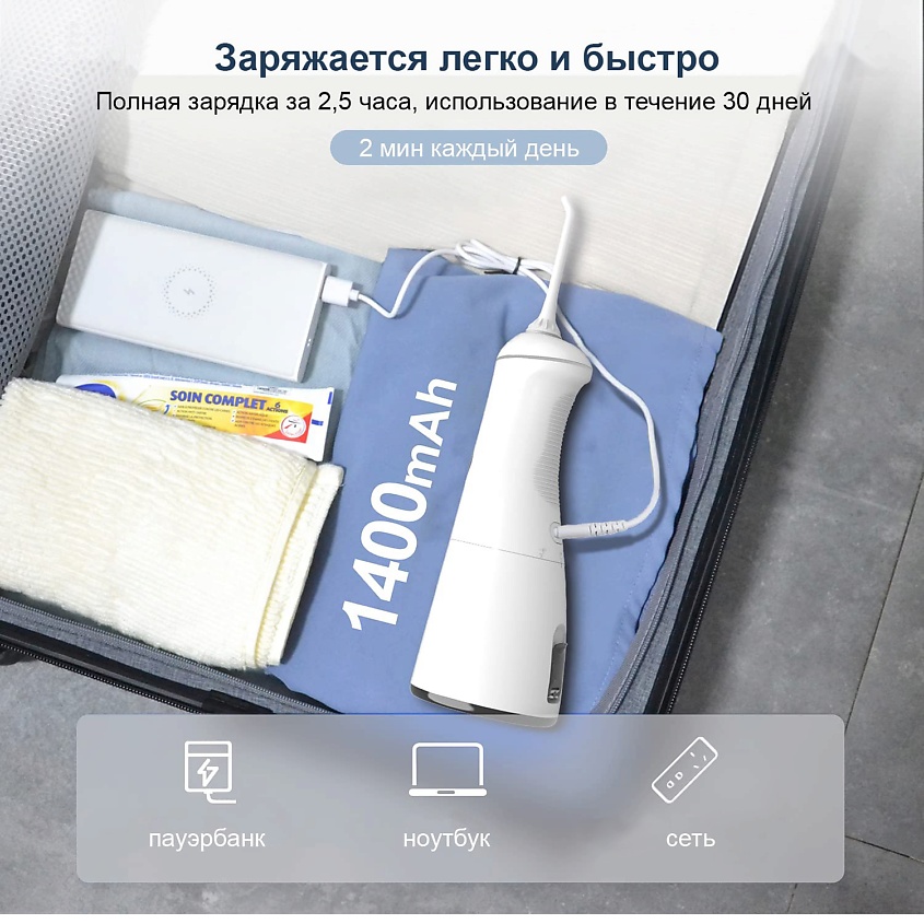 AQUALINE Портативный ирригатор для полости рта PDPRO – фото 5
