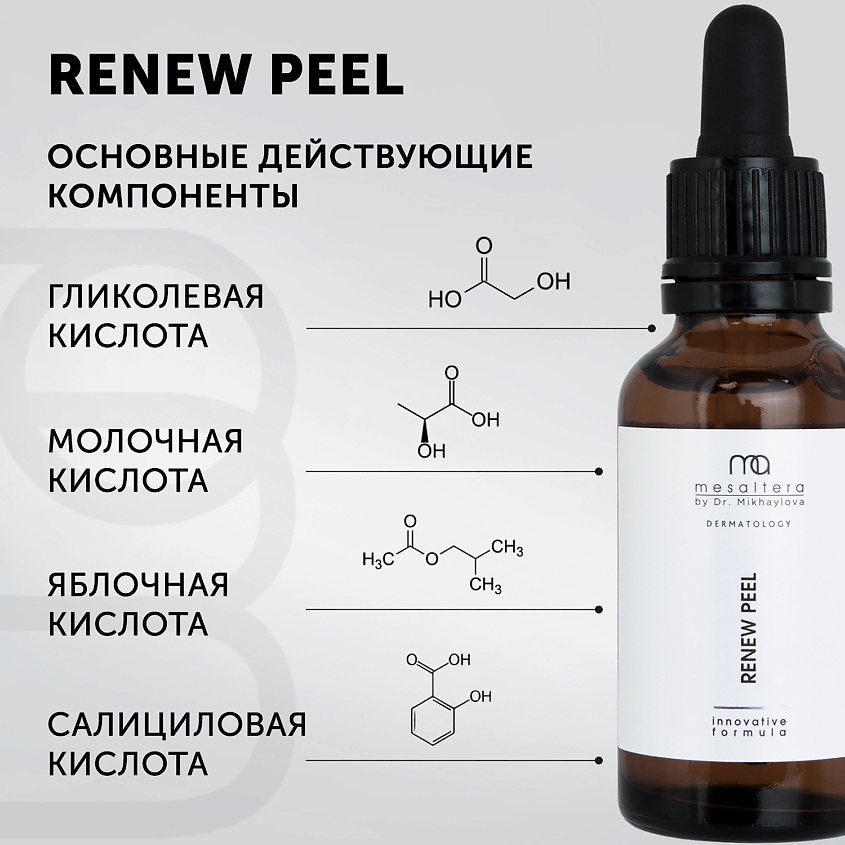 MESALTERA BY DR. MIKHAYLOVA Ревитализирующий пилинг с AHA и BHA кислотами RENEW PEEL – фото 4
