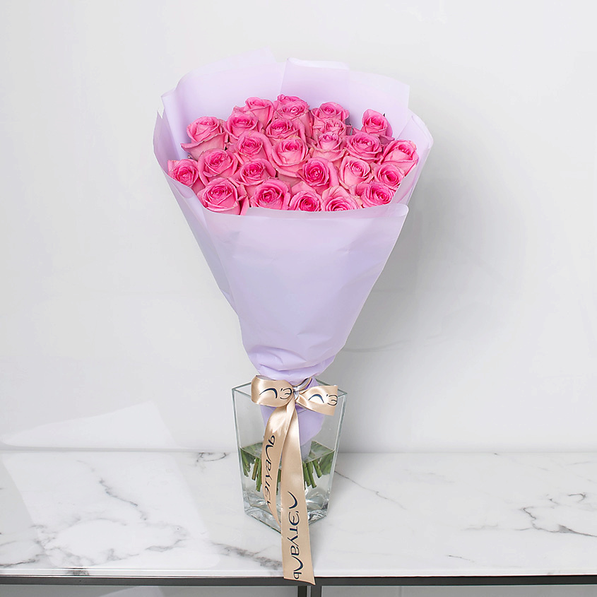 ЛЭТУАЛЬ FLOWERS Букет из розовых роз 25 шт. (40 см) – фото 2