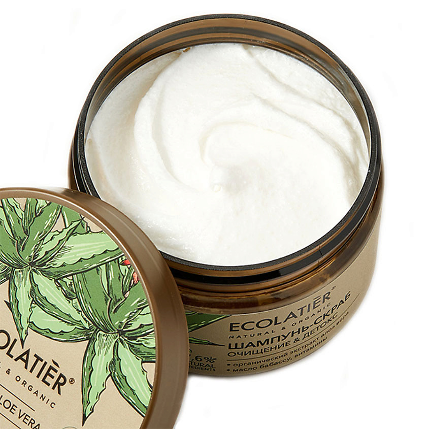 ECOLATIER GREEN Шампунь-скраб для волос и кожи головы ОЧИЩЕНИЕ & ДЕТОКС ORGANIC ALOE VERA – фото 2