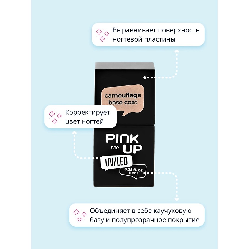 PINK UP Камуфлирующая база для ногтей UV/LED PRO, тон 05 10 мл – фото 5