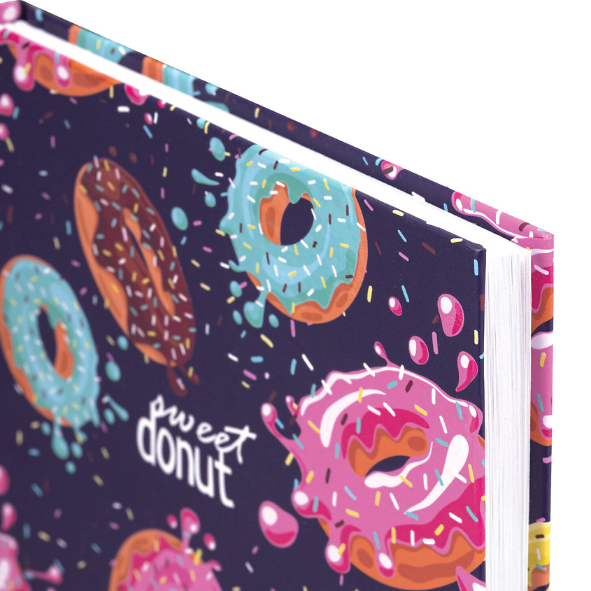 BRAUBERG Блокнот А5, твёрдый, клетка, выборочный лак KIDS, Donuts – фото 5
