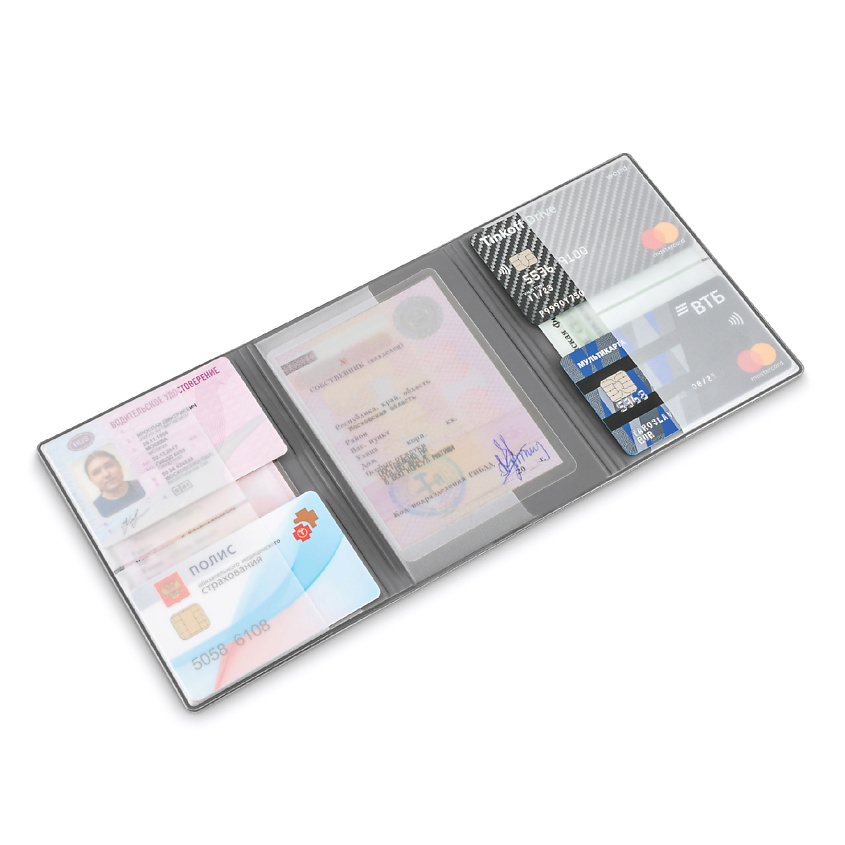 FLEXPOCKET Обложка для автодокументов из экокожи с дополнительными отделениями – фото 6