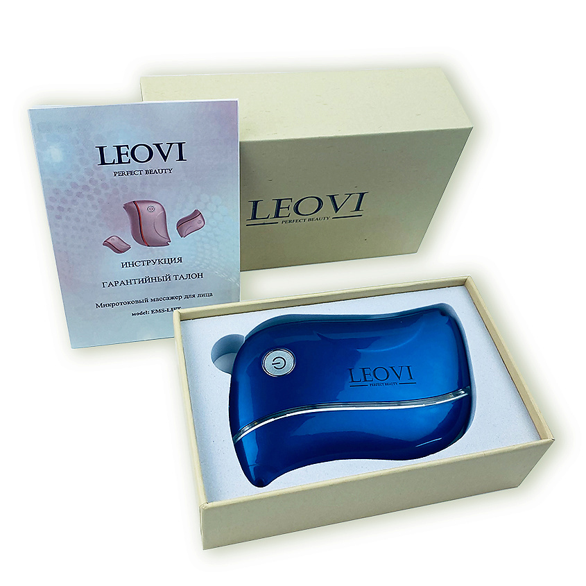 LEOVI Микротоковый массажер для лица и шеи EMS-LIFT, rf лифтинг, против морщин, Синий – фото 7