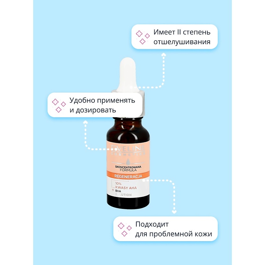 EVELINE Сыворотка для лица с 10% AHA, BHA-кислотами регенерирующая – фото 3