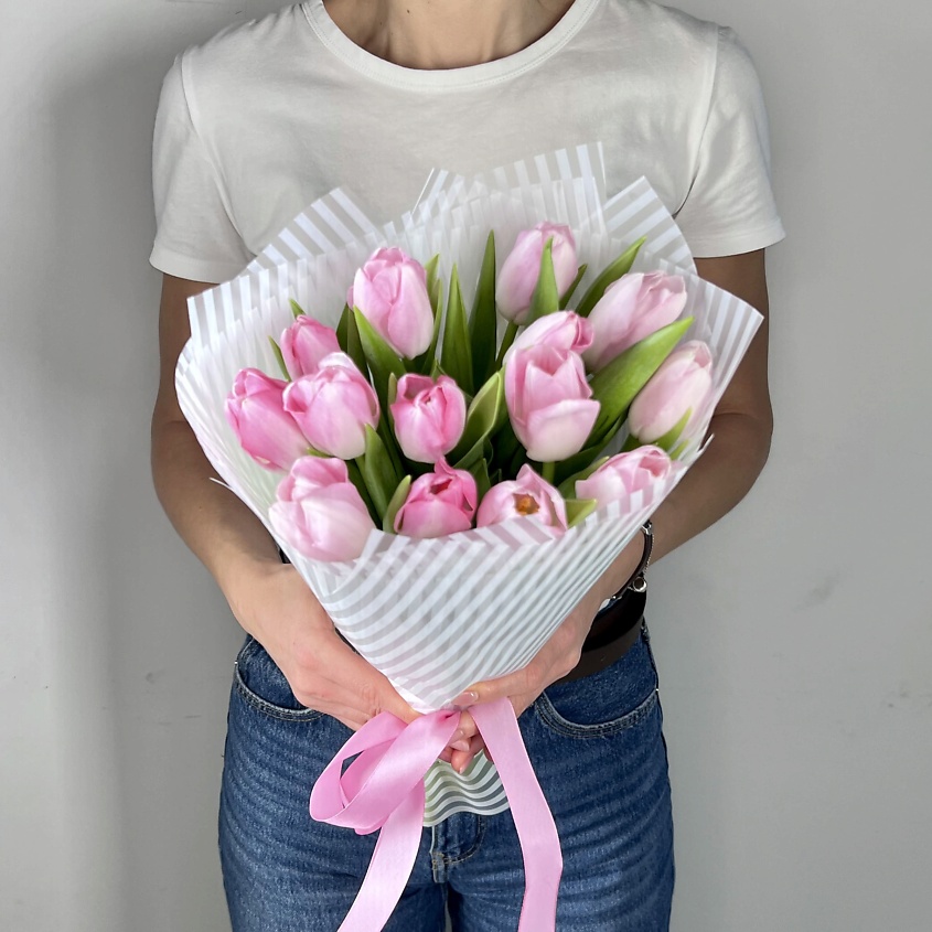 ЛЭТУАЛЬ FLOWERS Букет из розовых тюльпанов 15 шт. – фото 6
