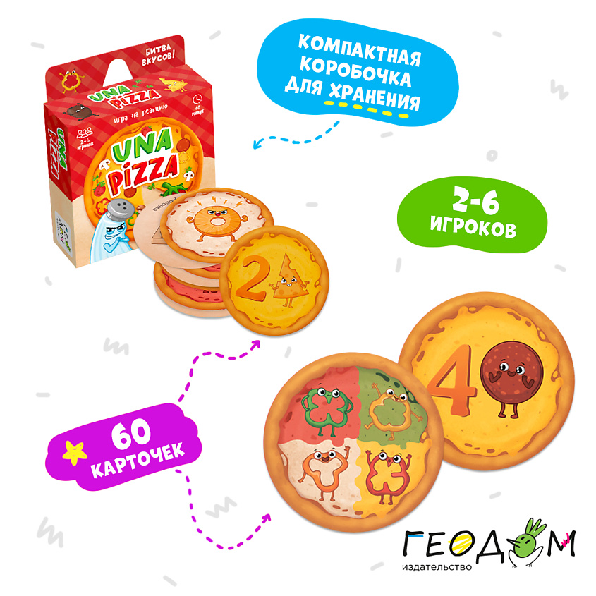 ГЕОДОМ Игра карточная "Una pizza" 60 карточек – фото 8