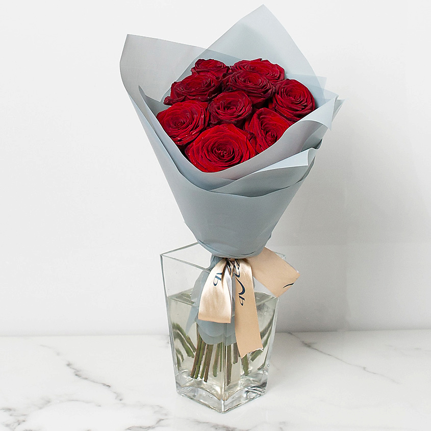 ЛЭТУАЛЬ FLOWERS Букет из бордовых роз 9 шт. – фото 3