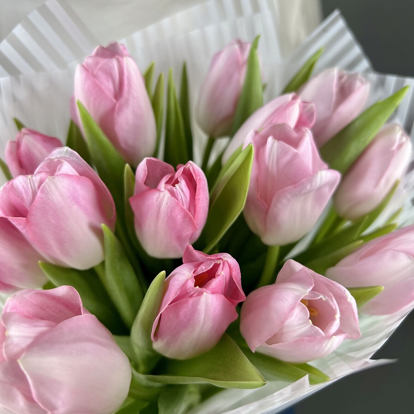 ЛЭТУАЛЬ FLOWERS Букет из розовых тюльпанов 15 шт. – фото 4