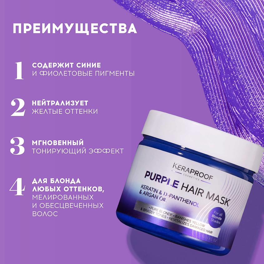 KERAPROOF Маска для волос тонирующая для нейтрализации желтизны – фото 6