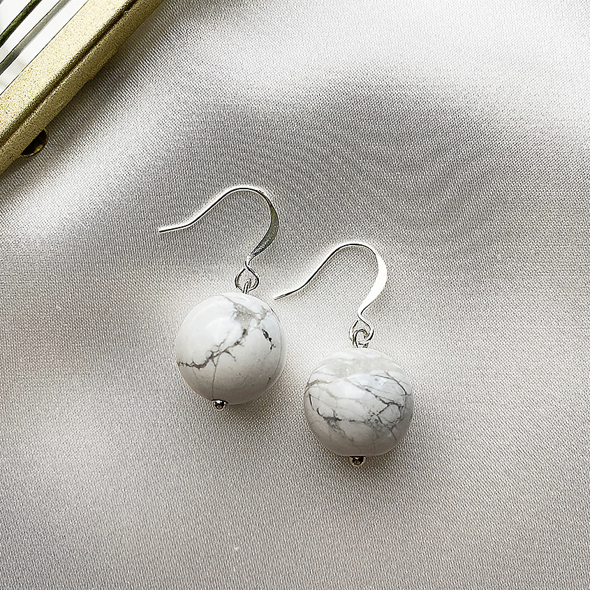 LAPUSH Серьги короткие с натуральным камнем кахолонг – фото 3