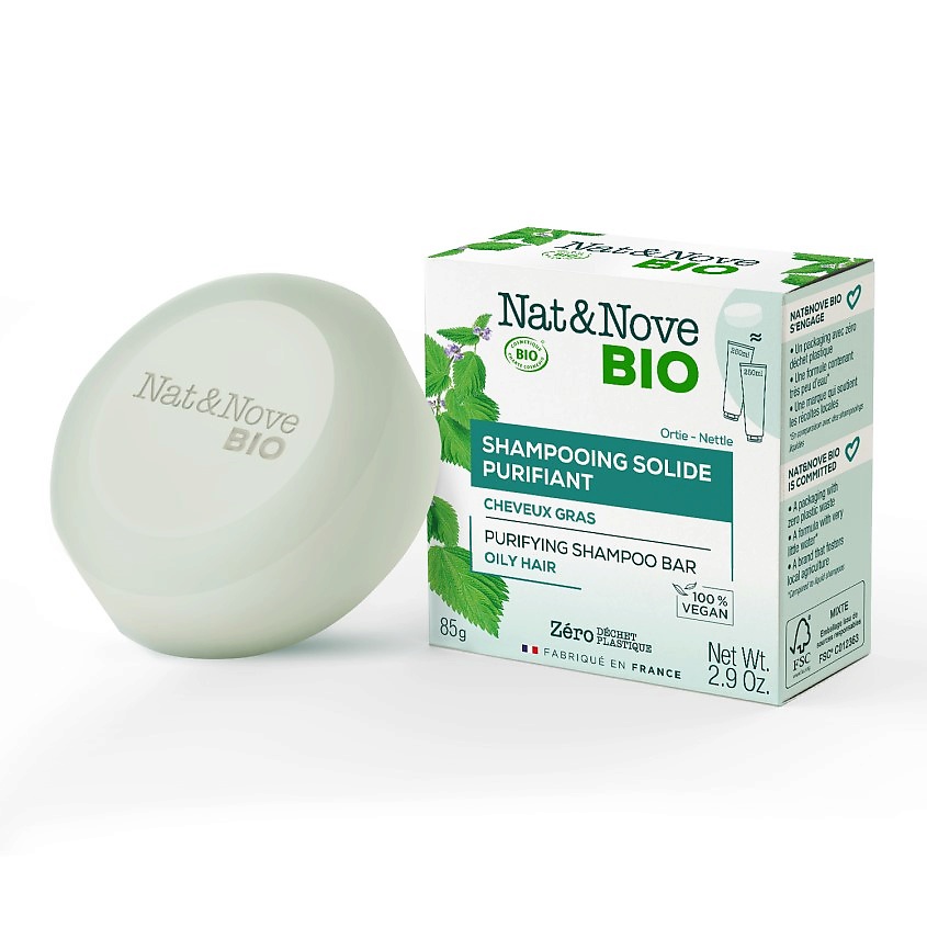 KERANOVE Твердый очищающий шампунь для жирных волос Nat & Nove Bio Shampoo Bar – фото 1