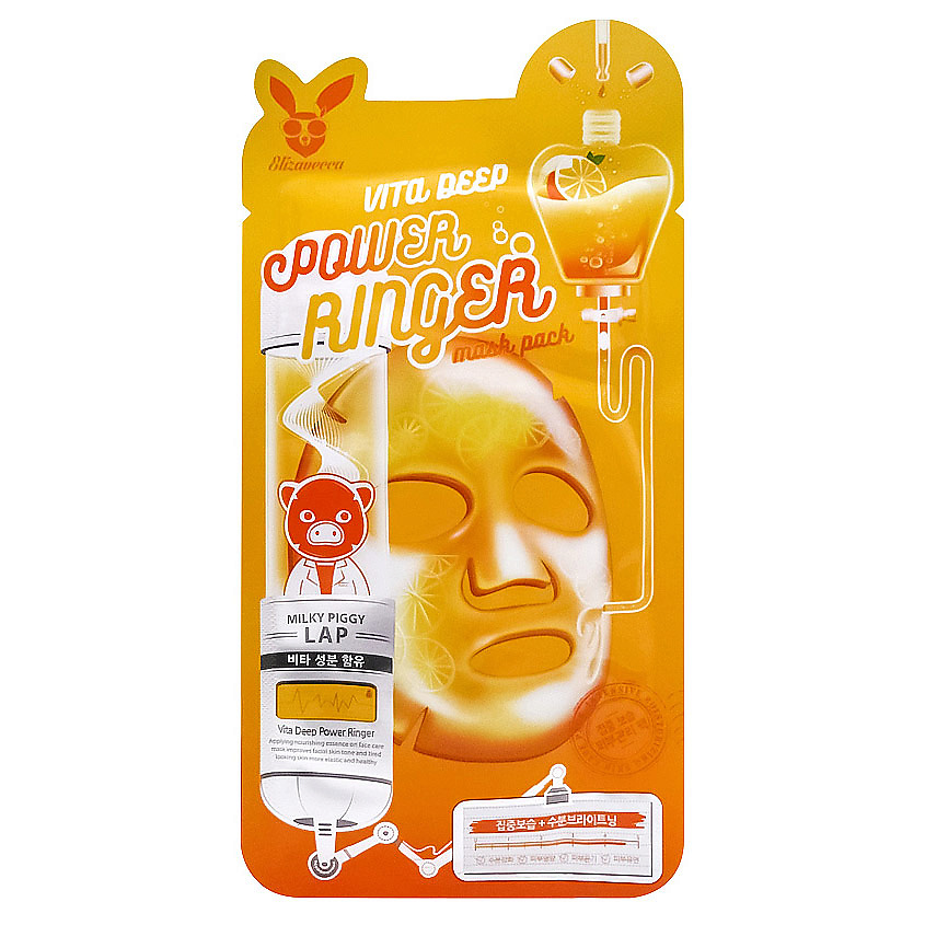 ELIZAVECCA Маска для лица тканевая с витаминным комплексом Power Ringer Mask Pack Vita Deep – фото 2