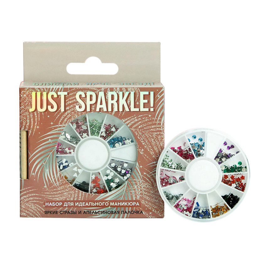 BEAUTY FOX Набор фигурных страз для декора ногтей и апельсиновая палочка Just sparkle! – фото 1