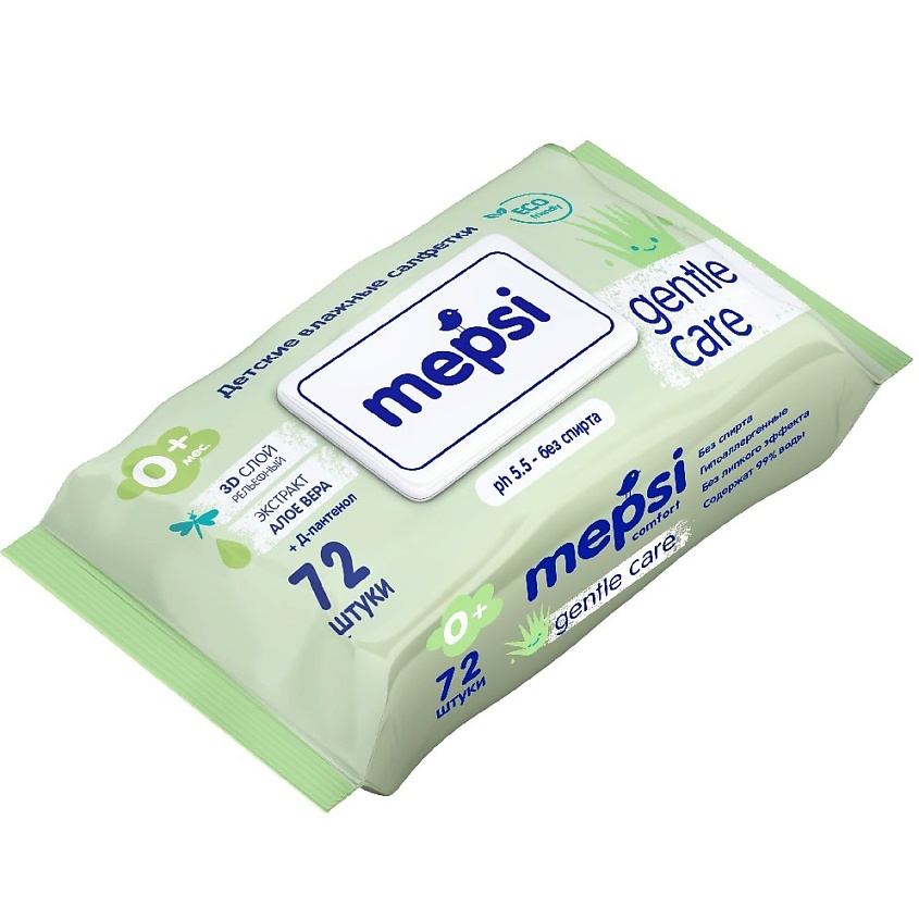 MEPSI Влажные салфетки алое вера детские с клапаном Gentle Care – фото 2